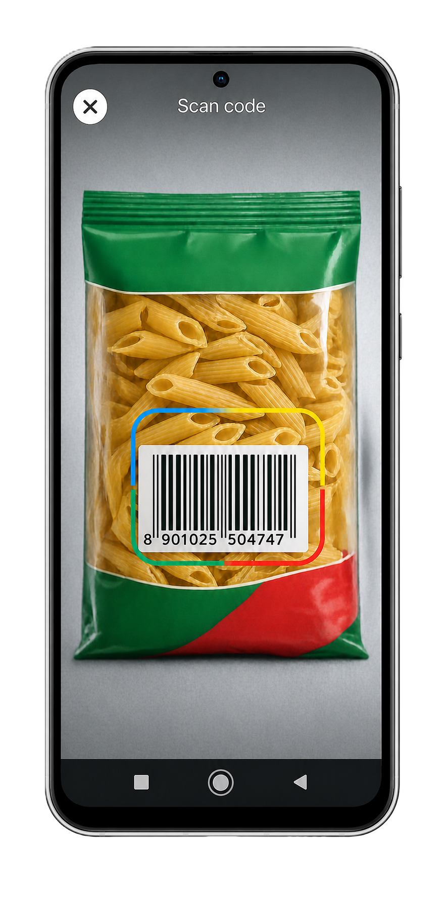 Scanning a pasta packet barcode